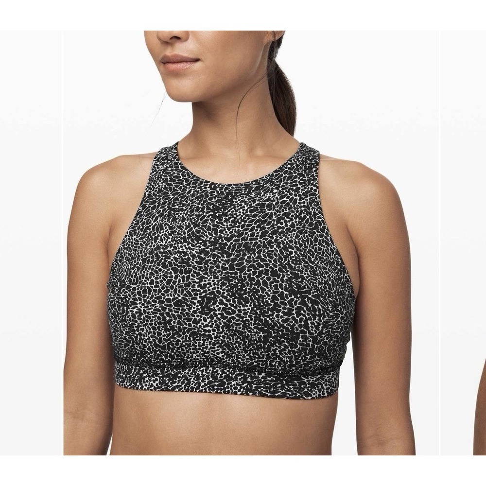 Lululemon Energy Bra High Neck Polar Shift Alpine Black White Size 6
